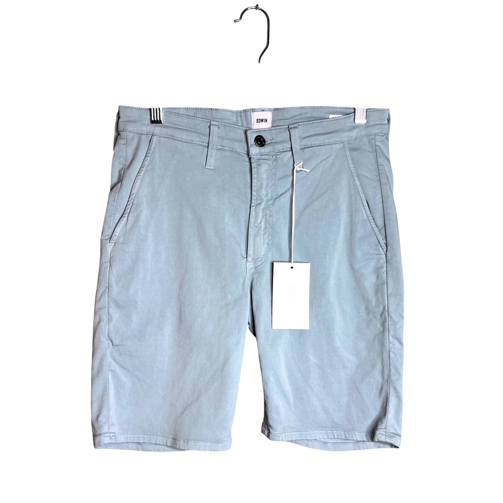 EDWIN Mason Shorts Mens Size 28 Slim‎ Chino Blue Fog 8" Inseam Casual NWT